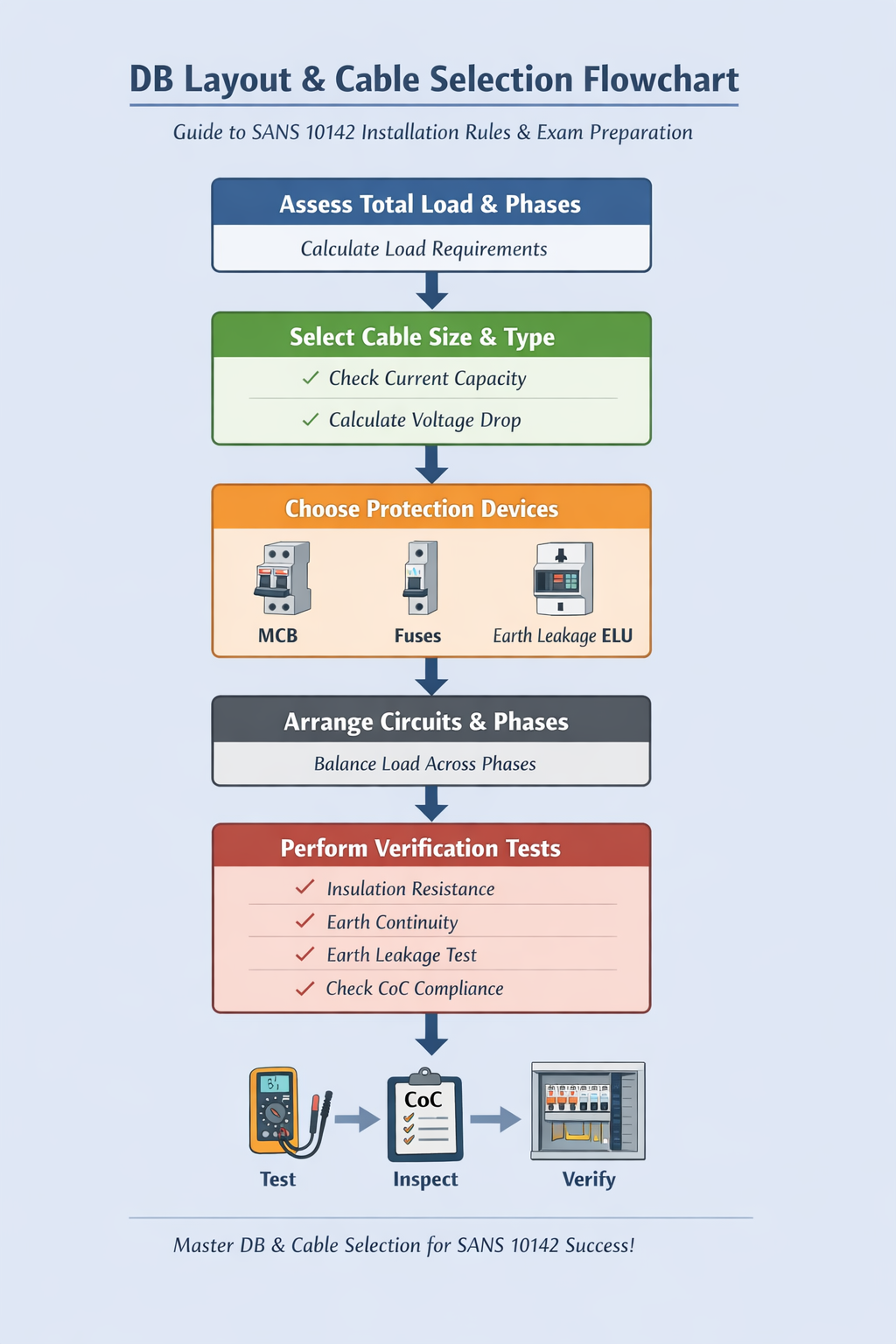 Distribution Board Layout and Cable Selection Flowchart for Installation Rules